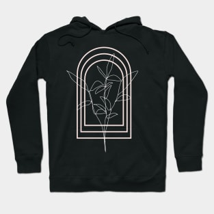 Tree And Arches One Line Art In Brown Terracotta Hoodie